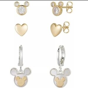 Set of 3 Mickey Mouse Fine Silver Plated Earrings